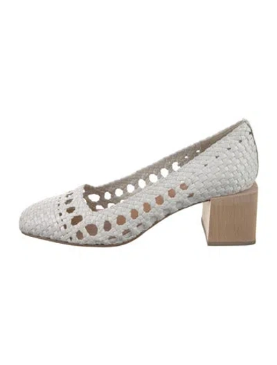 Pre-owned Loq Leather Colorblock Pattern Pumps In White