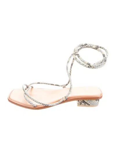 Pre-owned Loq Leather Gladiator Sandals In Neutrals