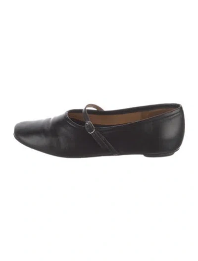 Pre-owned Loq Leather Mary Jane Flats In Black