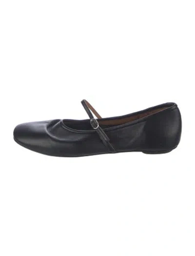 Pre-owned Loq Leather Mary Jane Flats In Blue
