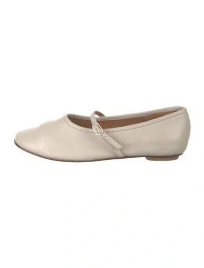 Pre-owned Loq Leather Mary Jane Flats In Neutrals