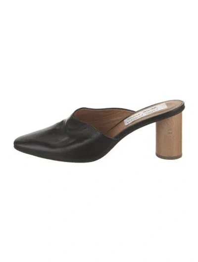 Pre-owned Loq Leather Mules In Black