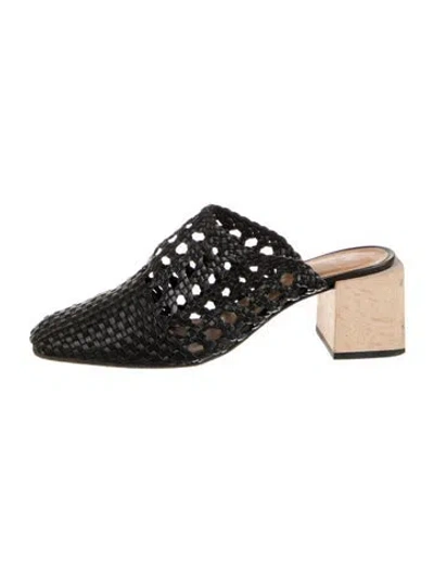 Pre-owned Loq Leather Patterned Mules In Black