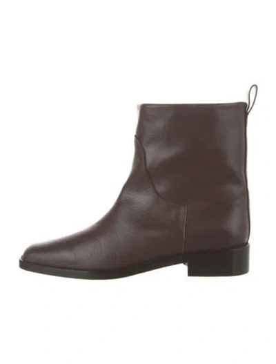 Pre-owned Loq Leather Rain Boots In Brown