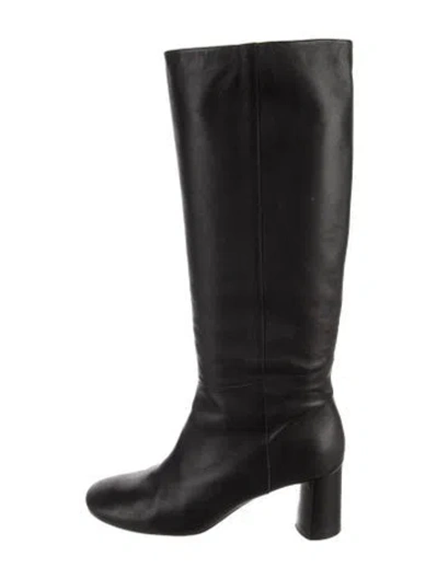 Pre-owned Loq Leather Riding Boots In Black