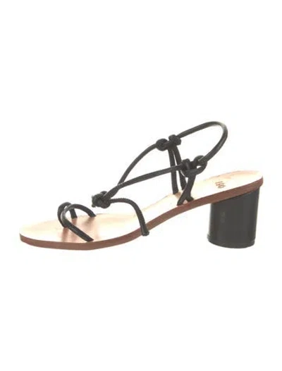 Pre-owned Loq Leather Sandals In Black