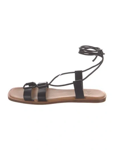 Pre-owned Loq Leather Sandals In Black