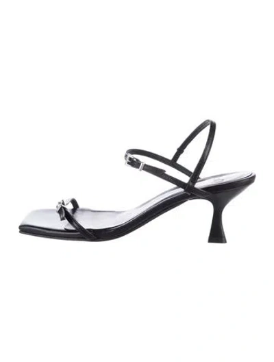 Pre-owned Loq Leather Sandals In Black
