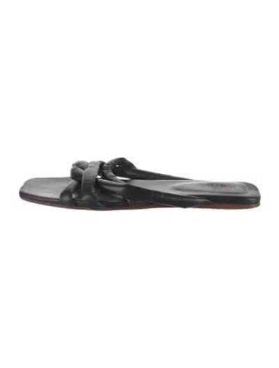 Pre-owned Loq Leather Sandals In Black