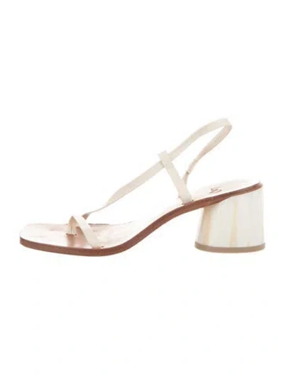 Pre-owned Loq Leather Sandals In Neutrals/white