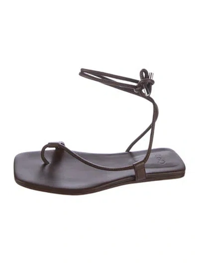 Pre-owned Loq Leather Sandals In Purple