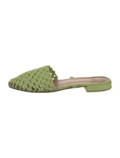 Pre-owned Loq Leather Slides In Green