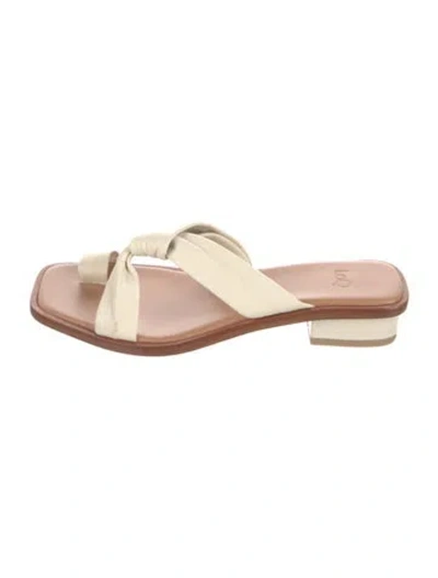 Pre-owned Loq Leather Slides In Neutral
