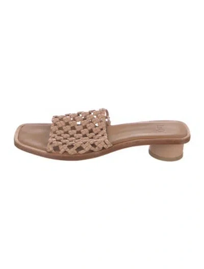 Pre-owned Loq Leather Slides In Neutral