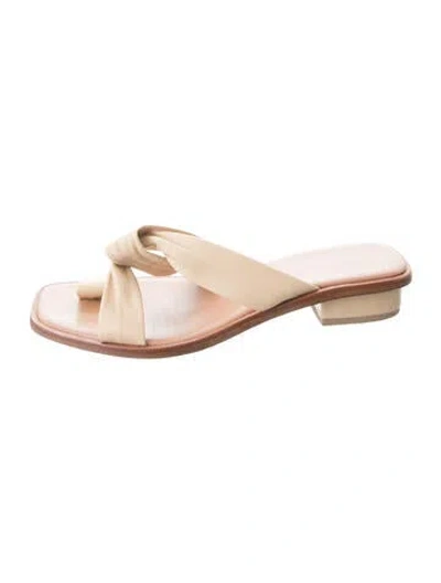 Pre-owned Loq Leather Slides In Neutral