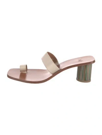 Pre-owned Loq Leather Slides In Neutrals