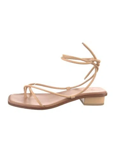 Pre-owned Loq Leather Slingback Sandals In Brown