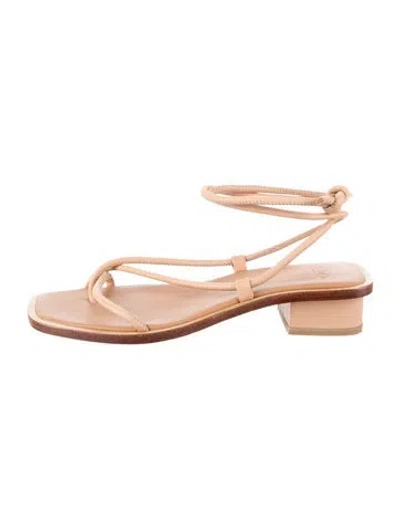 Pre-owned Loq Leather Slingback Sandals In Pink