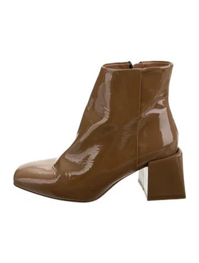Pre-owned Loq Patent Leather Boots In Brown