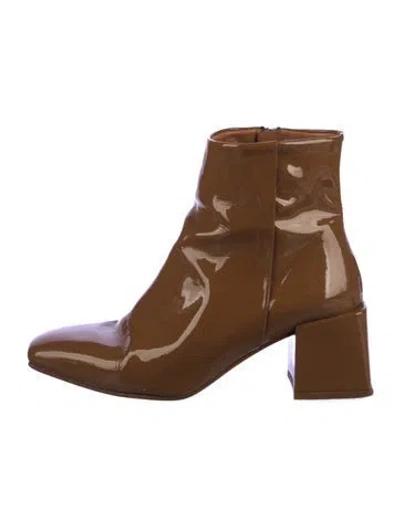 Pre-owned Loq Patent Leather Boots In Brown