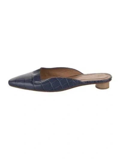 Pre-owned Loq Patent Leather Mules In Blue