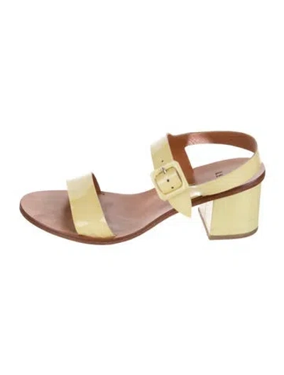 Pre-owned Loq Patent Leather Sandals In Pink