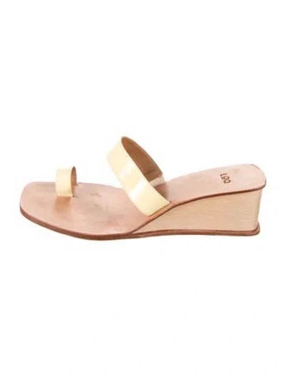 Pre-owned Loq Patent Leather Slides In Neutral