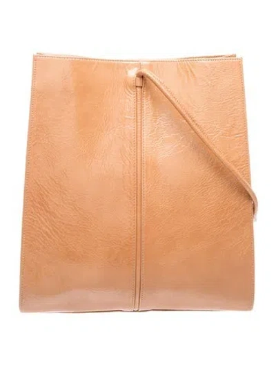 Pre-owned Loq Patent Leather Tote In Brown/neutrals