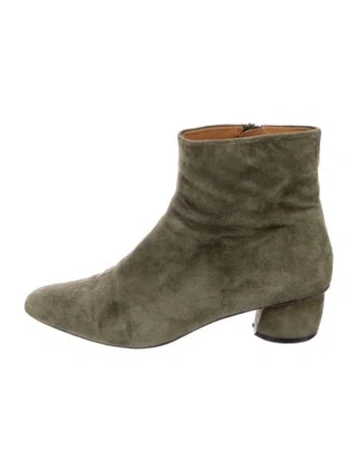 Pre-owned Loq Suede Boots In Green
