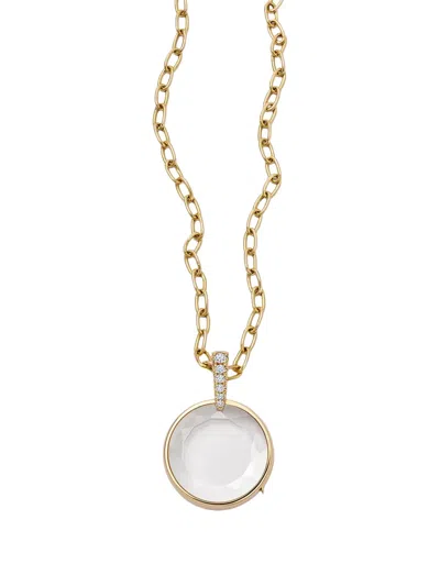 Loquet 18k Yellow Gold Diamond Lyra Locket Necklace