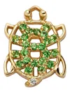 Loquet 18k Yellow Gold Turtle Diamond And Tsavorite Charm In Gold