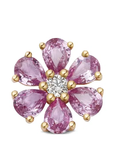 Loquet Full Bloom Sapphire Diamond Charm In Gold