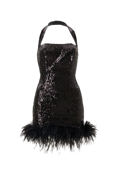 Lora Istanbul Elia Black Sequined Mini Dress