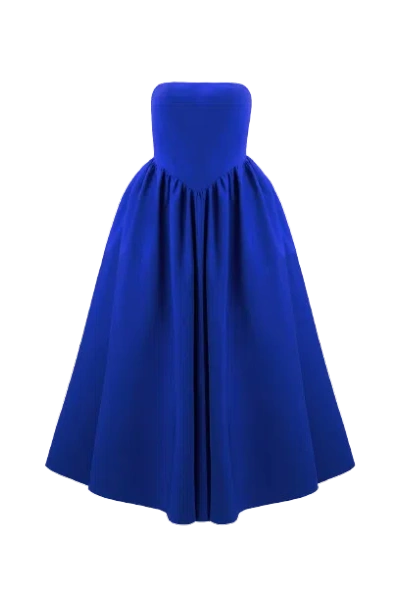 Lora Istanbul Eva Night Blue Strapless Corset Midi Dress