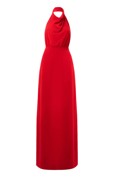 Lora Istanbul Kate Crepe Red Maxi Dress