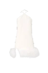 LORA ISTANBUL KEIRA WHITE HALTER MINI FEATHER DRESS