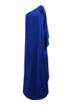 LORA ISTANBUL LIA CREPE NAVY BLUE ONE SHOULDER MAXI DRESS
