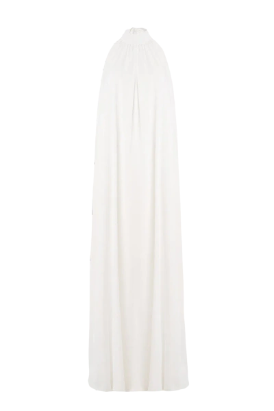 Lora Istanbul Pam Satin White Halter Maxi Dress