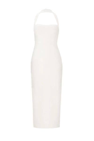 Lora Istanbul Zoa White Bustier Midi Dress