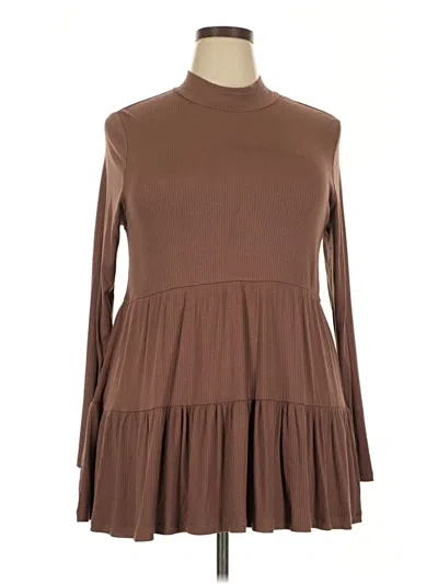 Pre-owned Loralette Long Sleeve Top Brown Turtleneck Tops