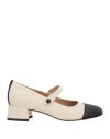 Lorbac Woman Pumps Ivory Size 5 Leather, Textile Fibers In White
