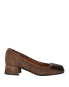 Lorbac Woman Pumps Khaki Size 5 Leather In Beige