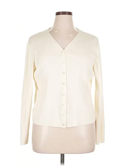 Pre-owned Lord And Taylor Cardigan Sweater In White