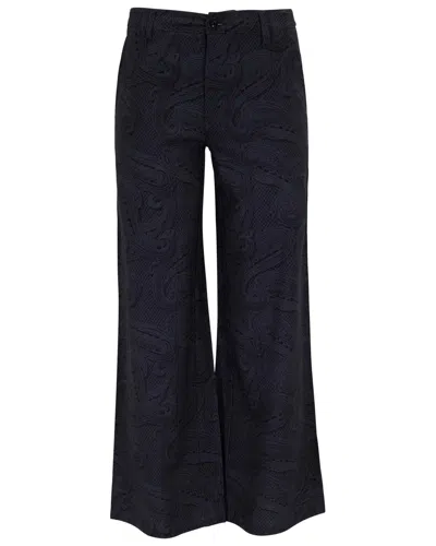 Lords Of Harlech Black Pheobe Crochet Paisley Caviar Womens Wool Wide-leg Pant