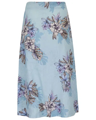 Lords Of Harlech Blue Marni Exotic Floral Teal Womens Midi Skirt