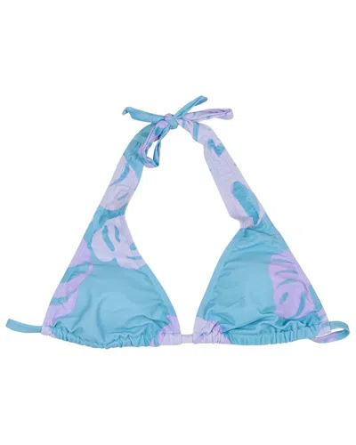 Lords Of Harlech Blue Raquel Monstera Floral Teal Womens Bikini Top