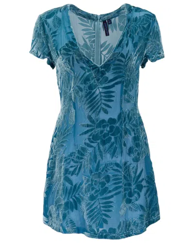 Lords Of Harlech Blue Viola Country Floral Teal Womens V-neck Mini Dress