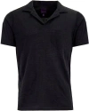 Lords Of Harlech Bobby Merino Wool Johnny Collar Polo City Geo In Black