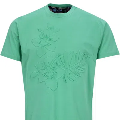 Lords Of Harlech Carson Embossed Floral Tee In Blue