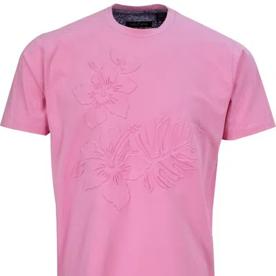 Lords Of Harlech Carson Embossed Floral Tee In Pink
